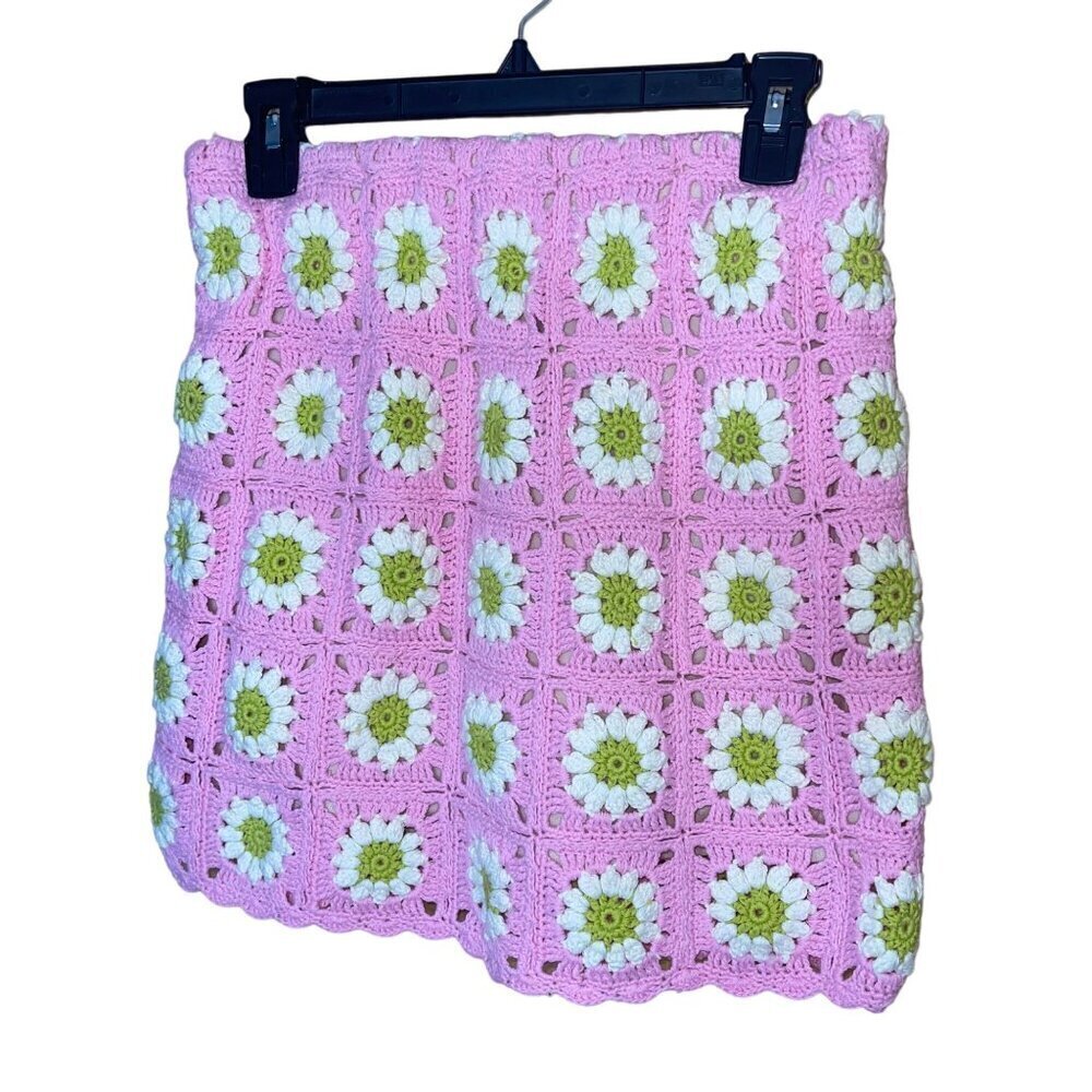 Show Me Your Mumu Womens Skirt Size XL Pink Floral Pisces Crochet Knit Mini New - Picture 8 of 8